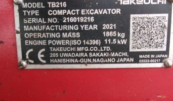 Takeuchi TB216 cab full