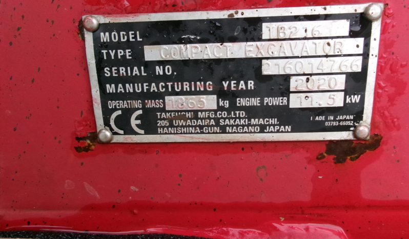 Takeuchi TB216 cabin full
